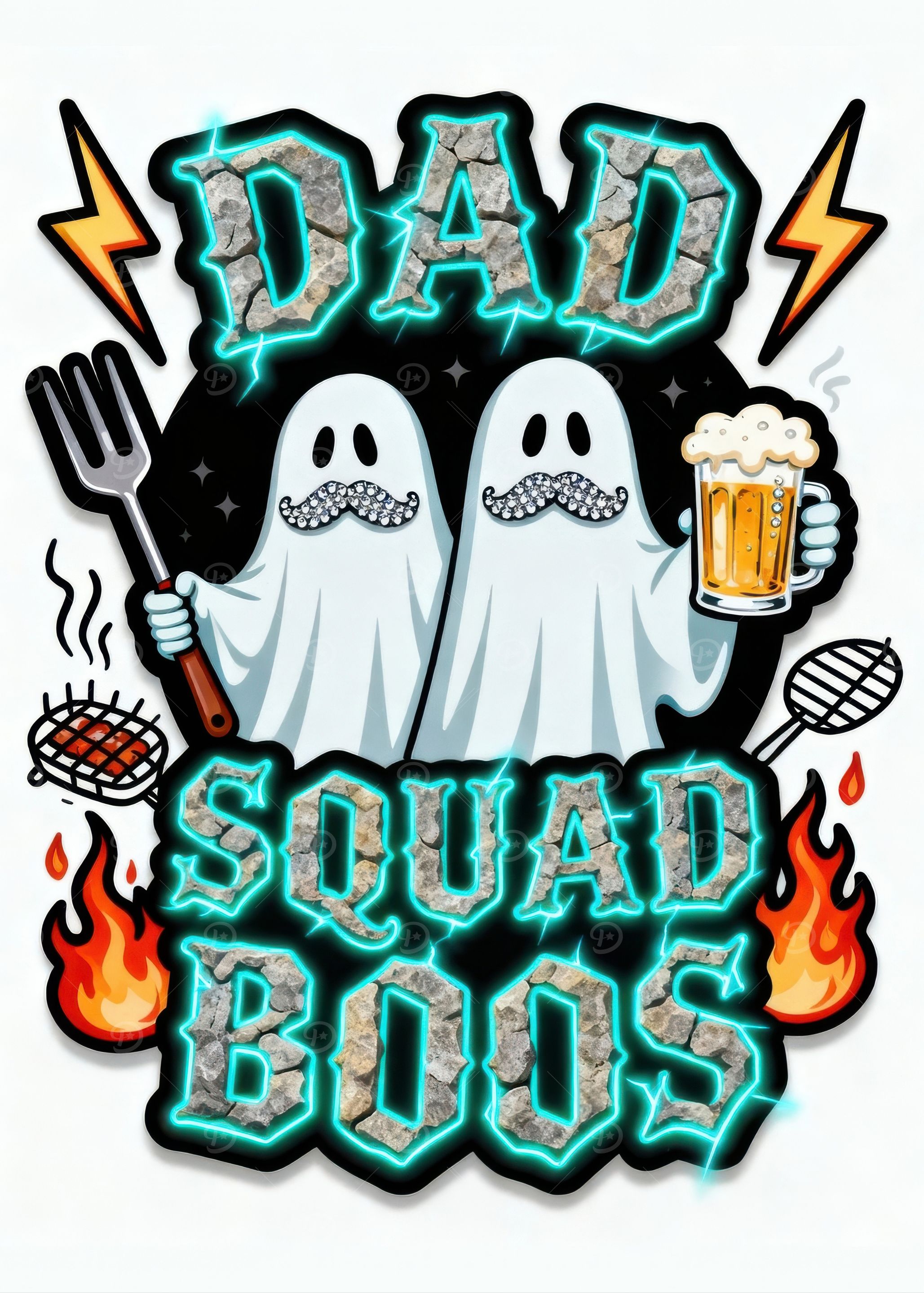 Dad Squad Boos BBQ Ghost Illustration