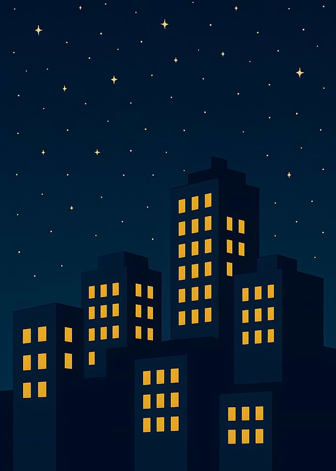 Night Cityscape with Stars
