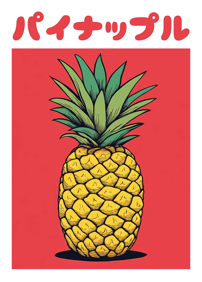 Pineapple Illustration Japanese Fruit Art Print