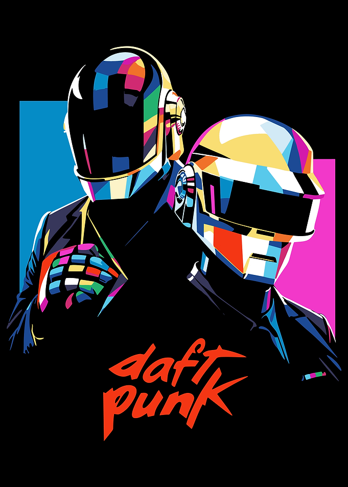 Daft Punk Colorful Pop Art Portrait