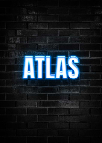 Atlas Neon Sign on Brick Wall