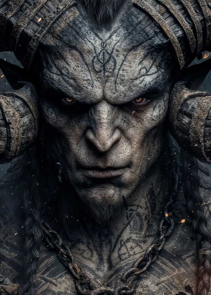 Detailed Portrait of a Horned Fantasy Demon