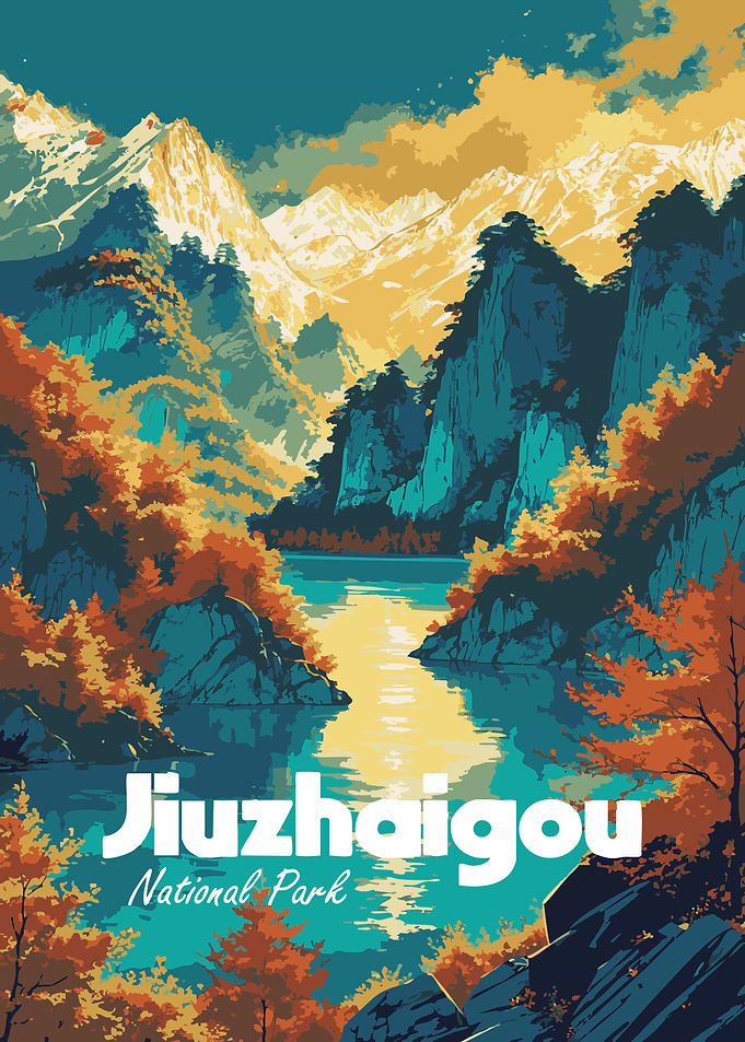Jiuzhaigou National Park Landscape Art