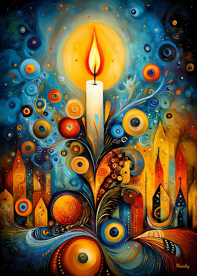 Abstract Christmas Candle – Surreal Festive Decorative Art