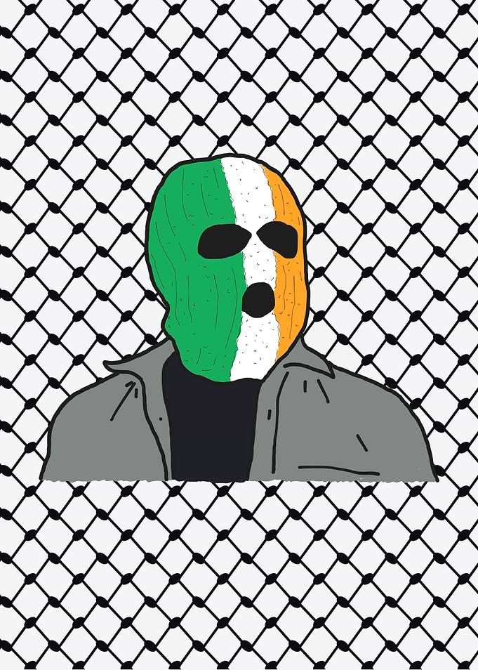 Irish Flag Balaclava with Keffiyeh Background