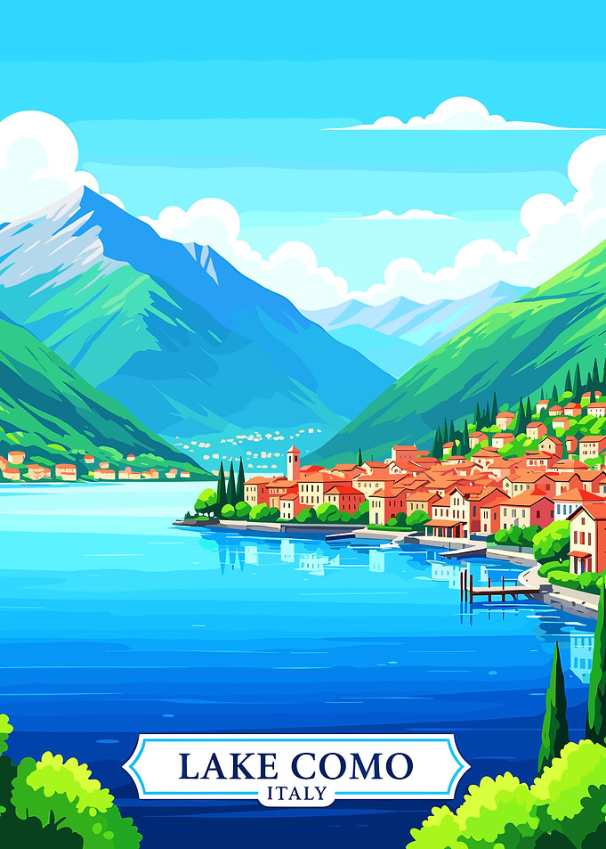 Lake Como, Italy, Travel Poster