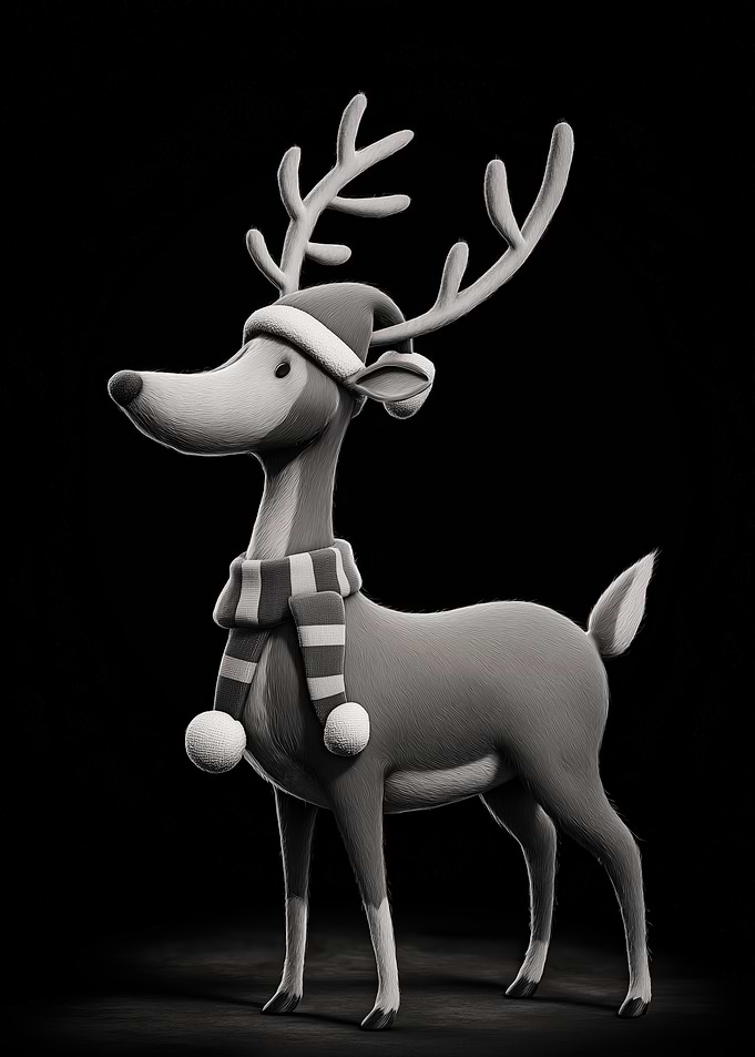 Monochrome Christmas Reindeer