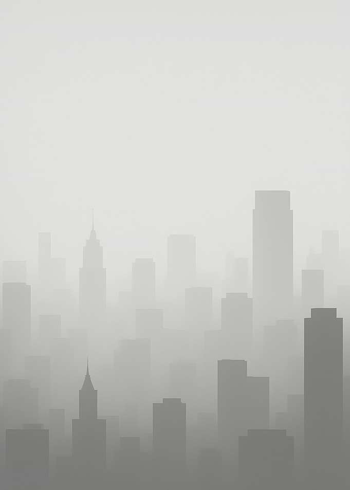 Monochromatic Cityscape in Fog