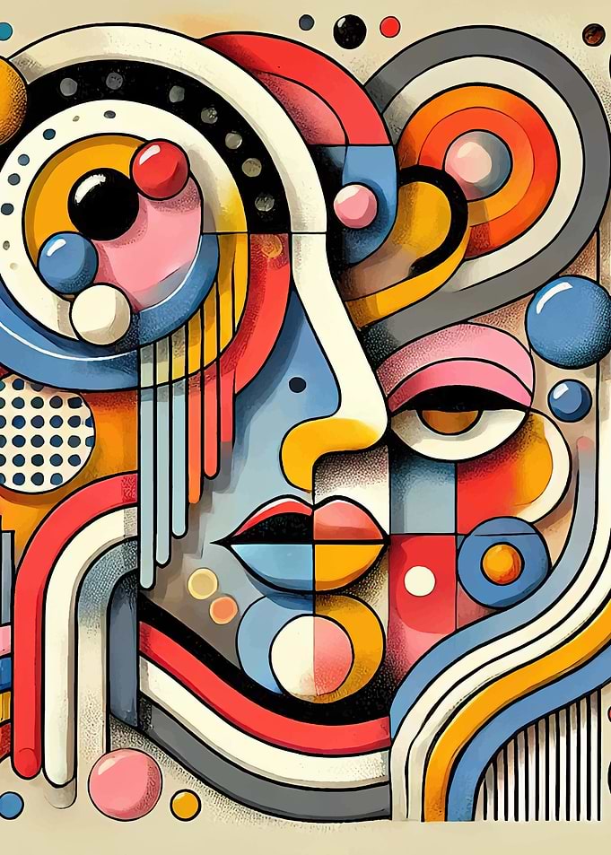 Abstract Face with Geometric Shapes