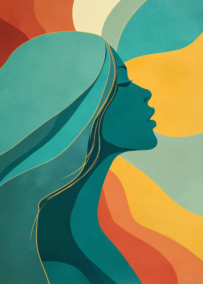 Retro Abstract Woman Portrait