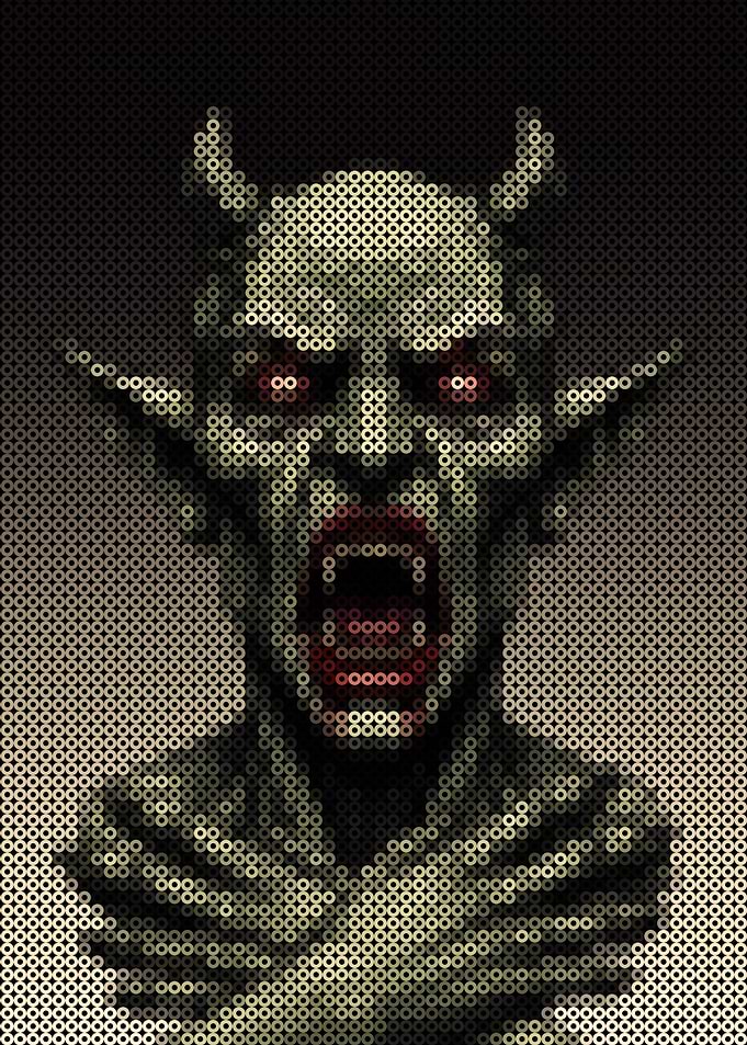 Pixelated Demon Portrait