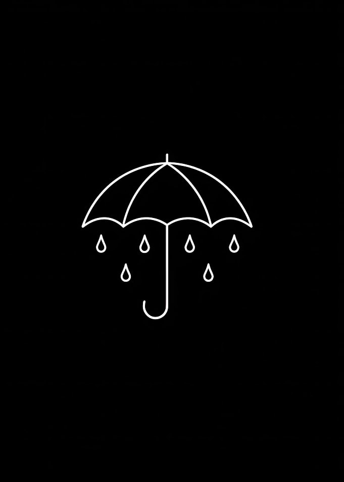 Minimalist Umbrella and Raindrops Icon