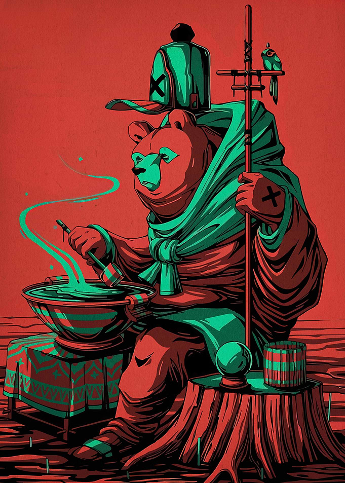 Bear Shaman Illustration with Potion