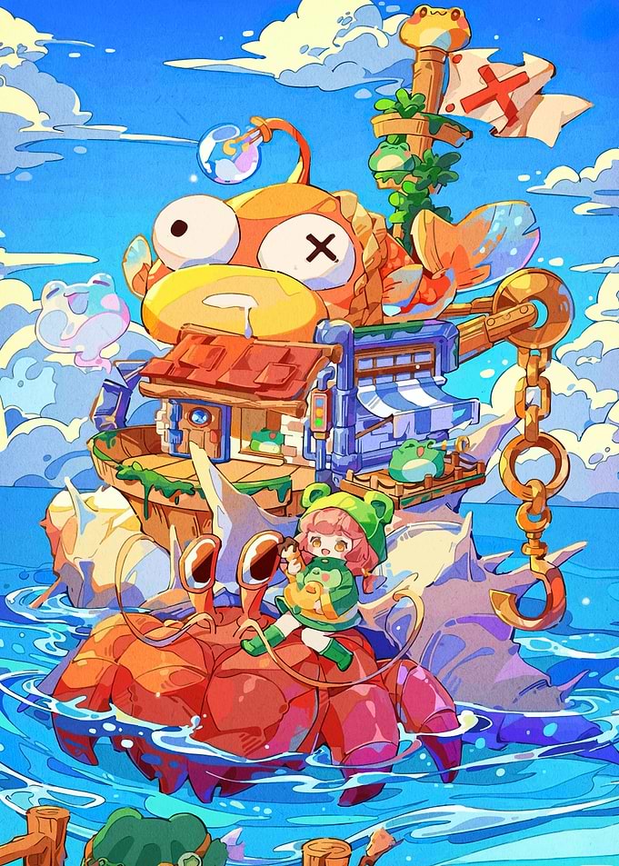 Fantasy Island Adventure with Crab and Girl