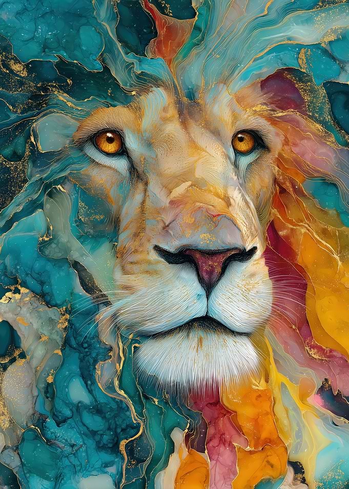 Colorful Lion Portrait