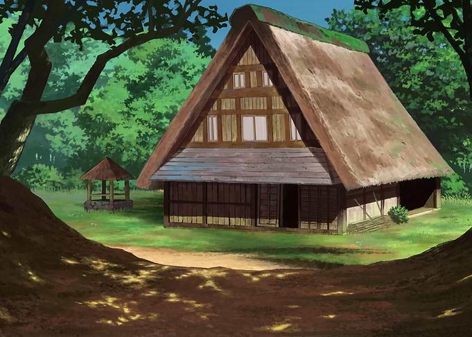 Traditional Japanese House in Forest Setting