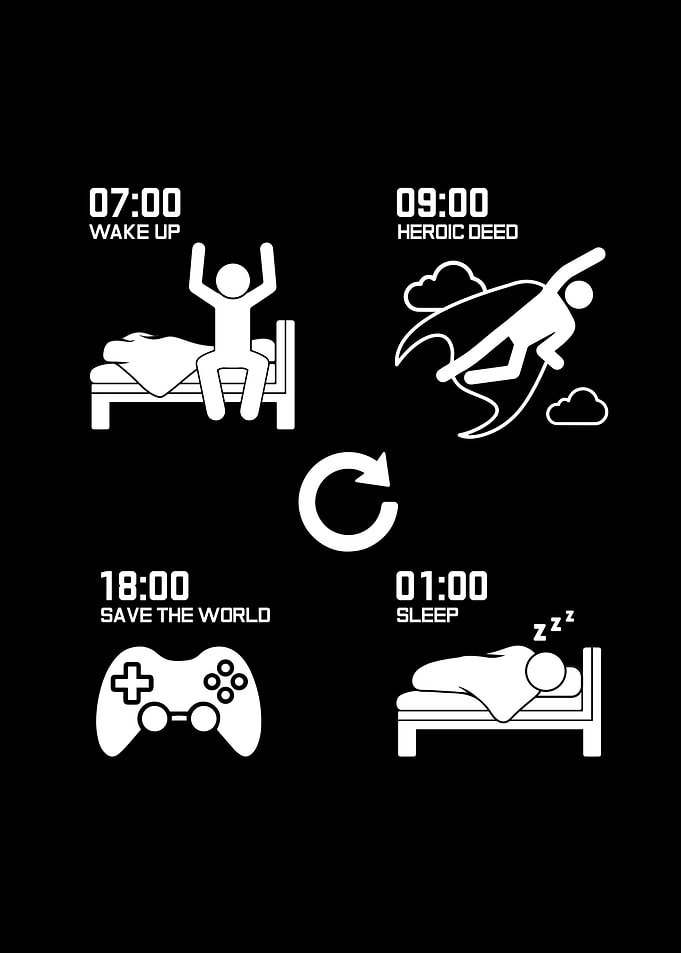 Gamer's Daily Cycle: Sleep, Game, Repeat