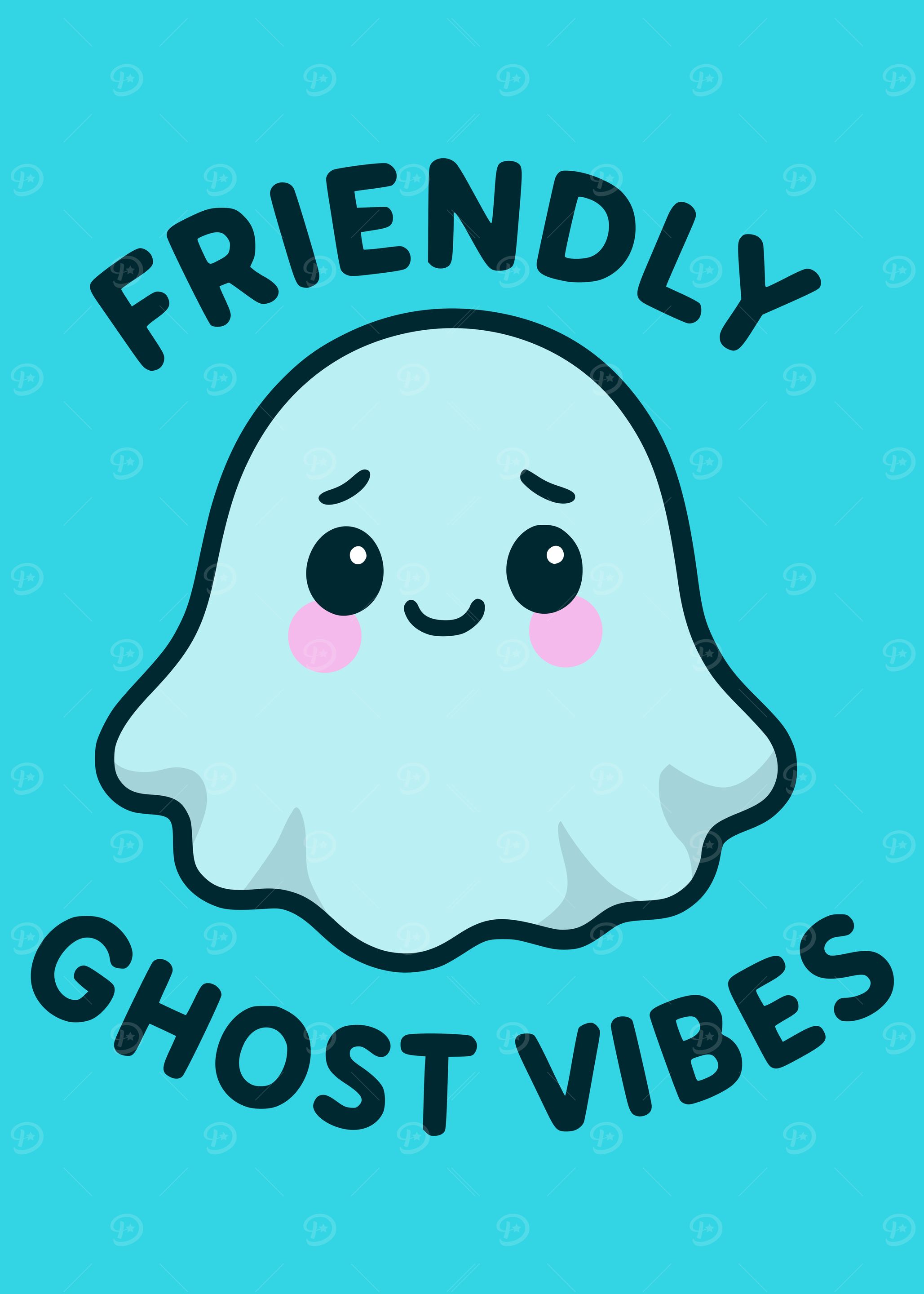 Friendly Ghost Vibes Cartoon Illustration