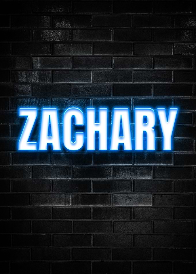 Zachary Neon Sign on Brick Wall