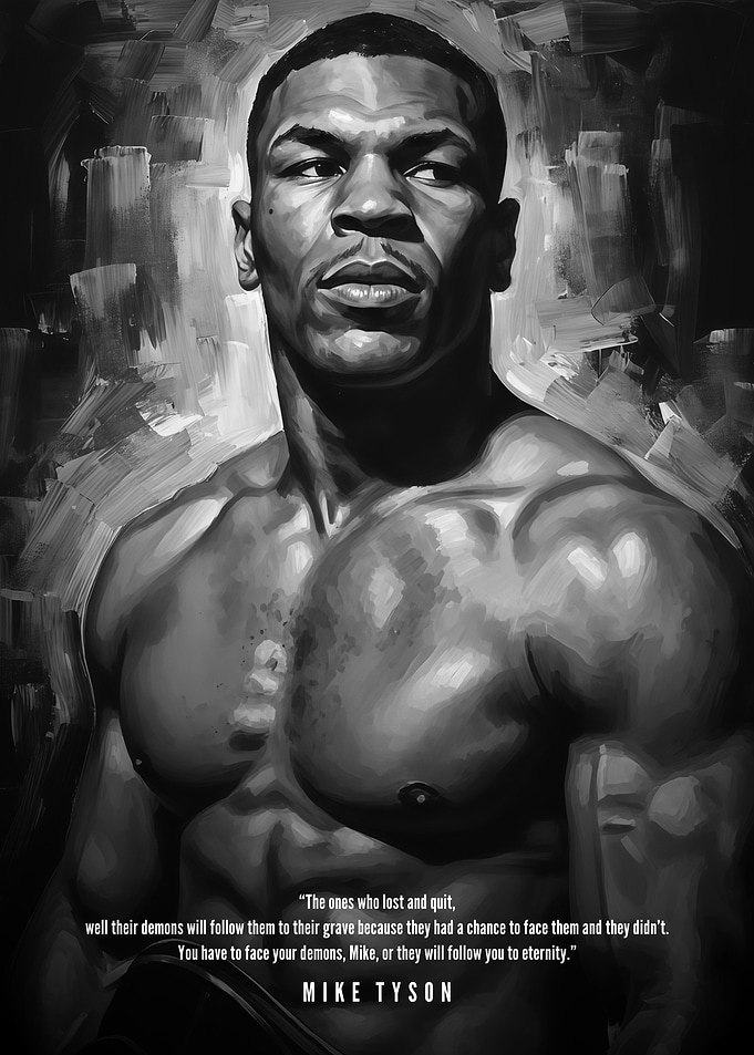 Mike Tyson Portrait in Black and White