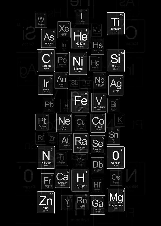 Periodic Table of Elements on Black