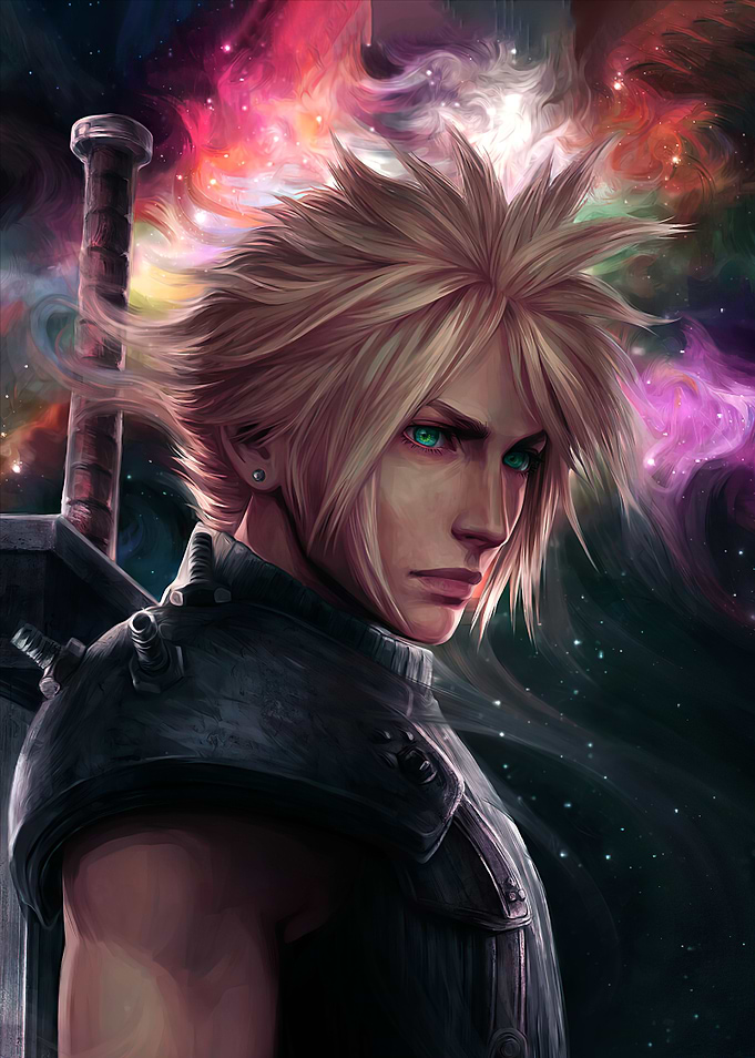 Cloud Strife Digital Art Portrait