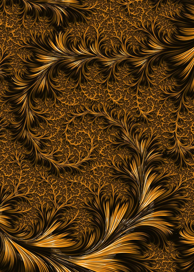 Golden Fractal Floral Pattern