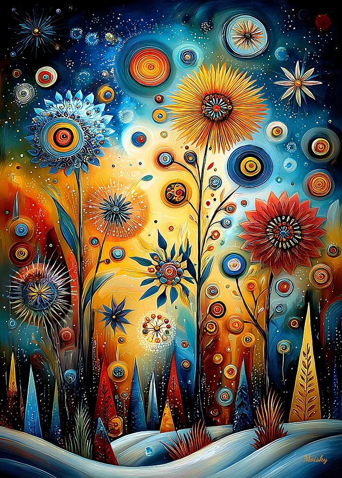 Abstract Winter Garden – Surreal Festive Decorative Art
