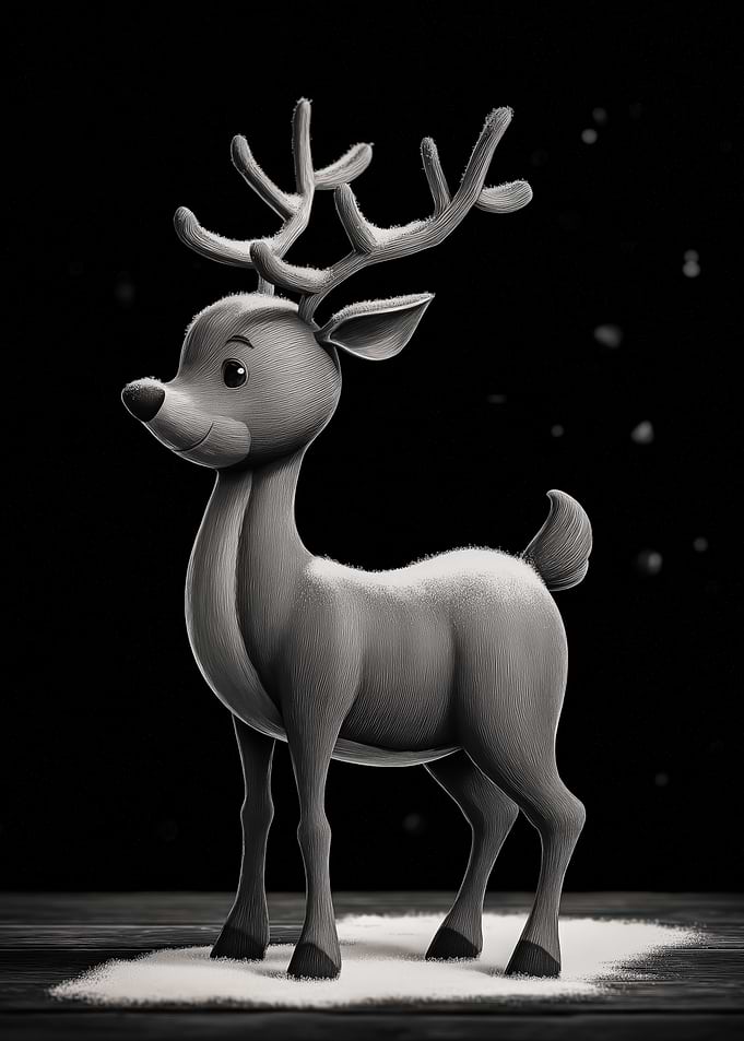 Monochrome Christmas Reindeer