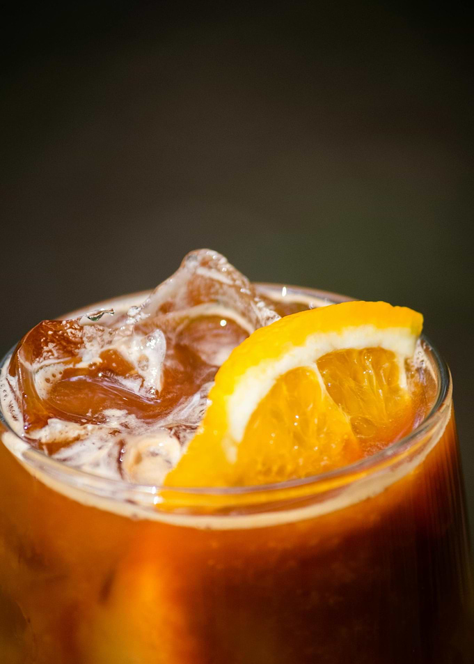 Iced Coffee with Orange Slice
