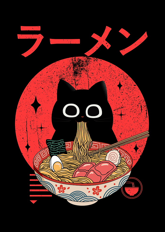 Cat Eating Ramen