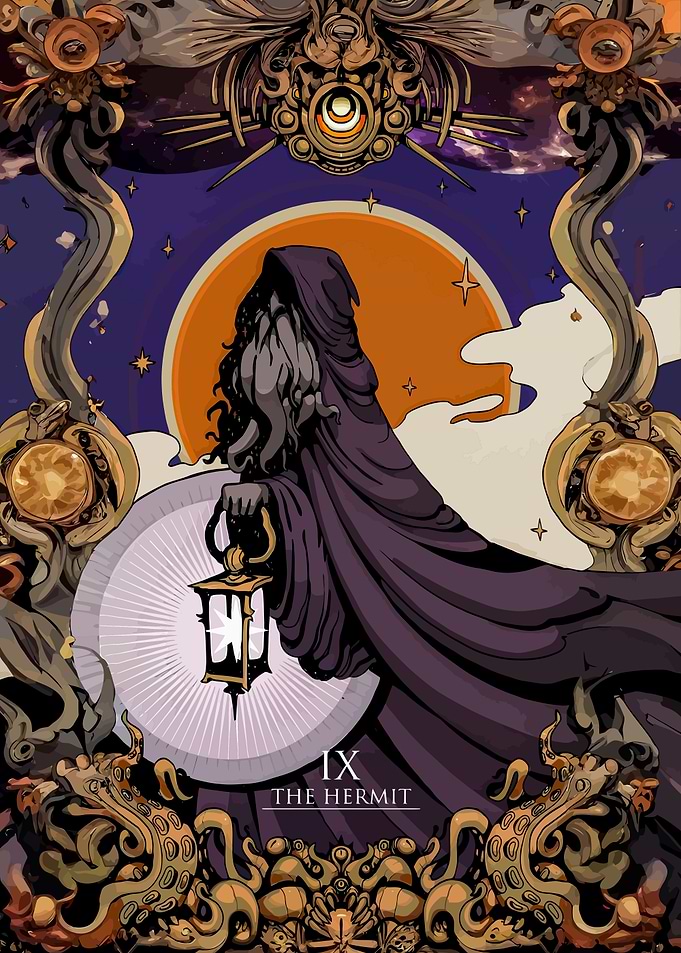 The Hermit Tarot Card Illustration