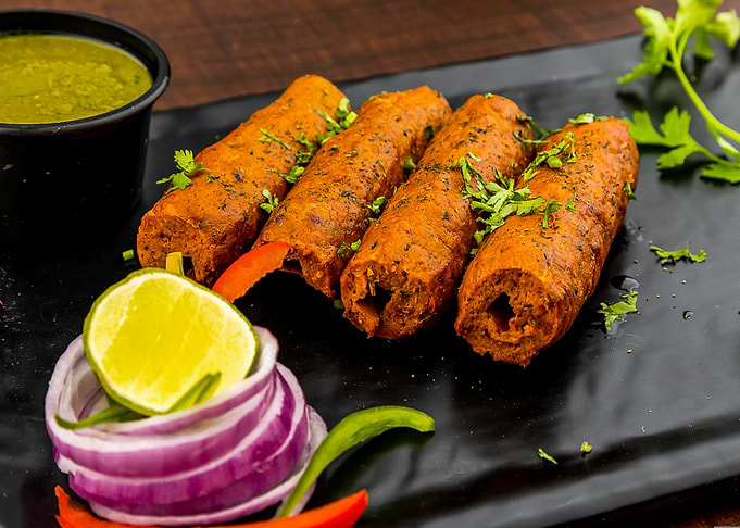 Seekh Kabab Platter with Green Chutney