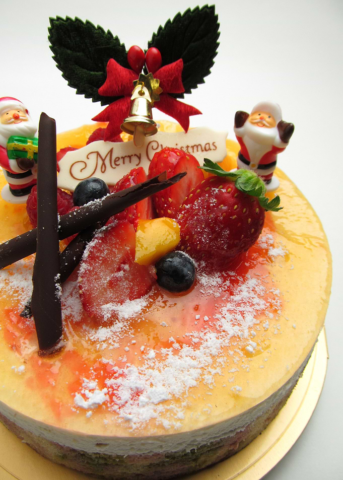 Festive Christmas Cake with Santa Figures