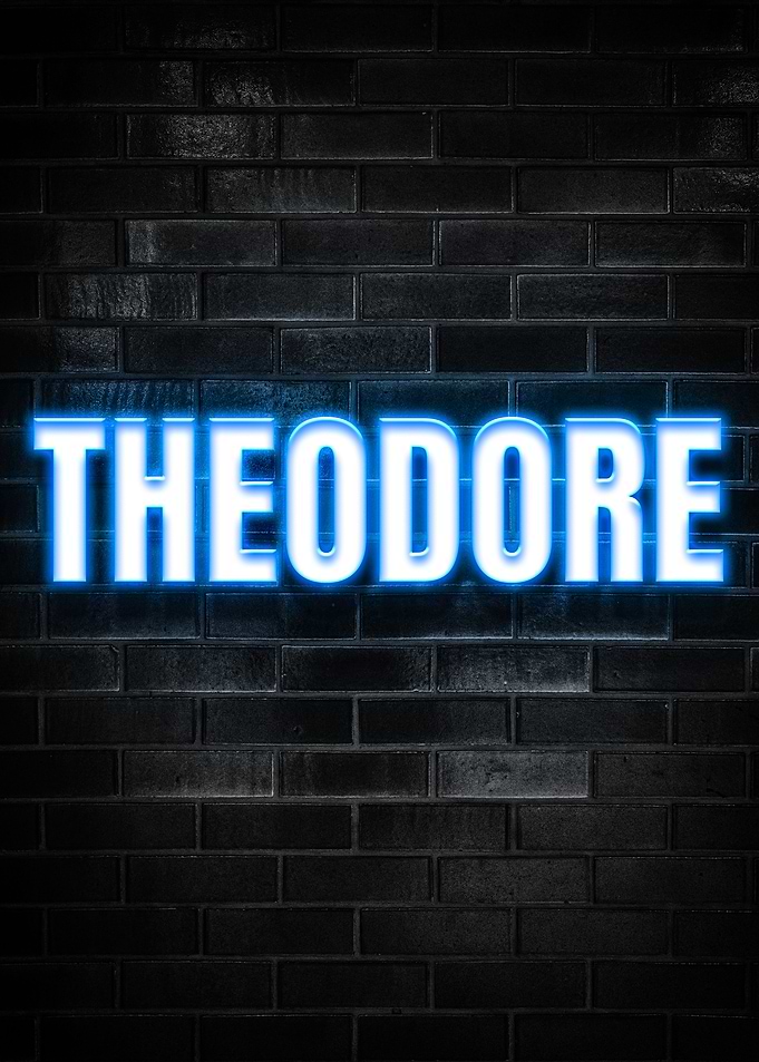 Theodore Neon Sign on Brick Wall