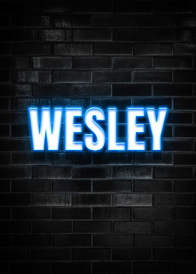 Wesley Neon Sign on Brick Wall