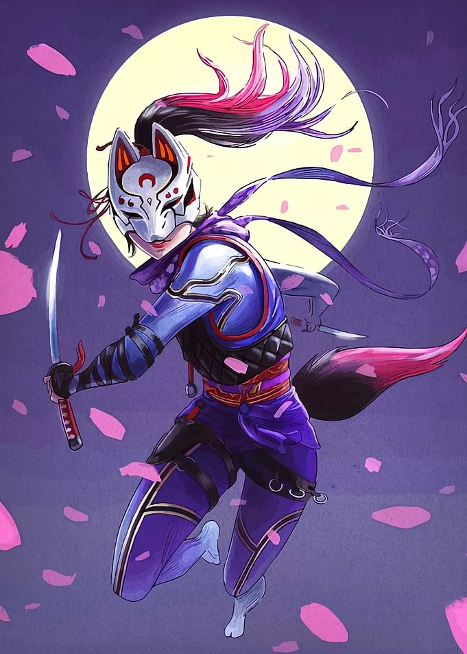 Fox Mask Warrior with Swords