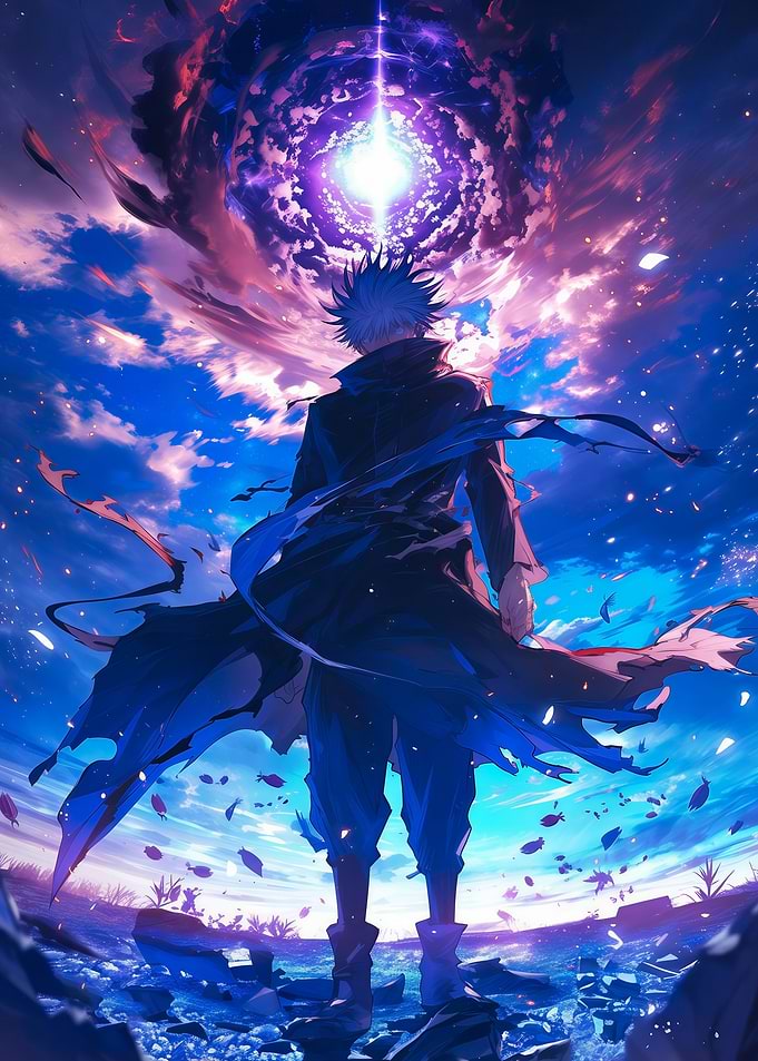 Anime Character Staring at Cosmic Portal