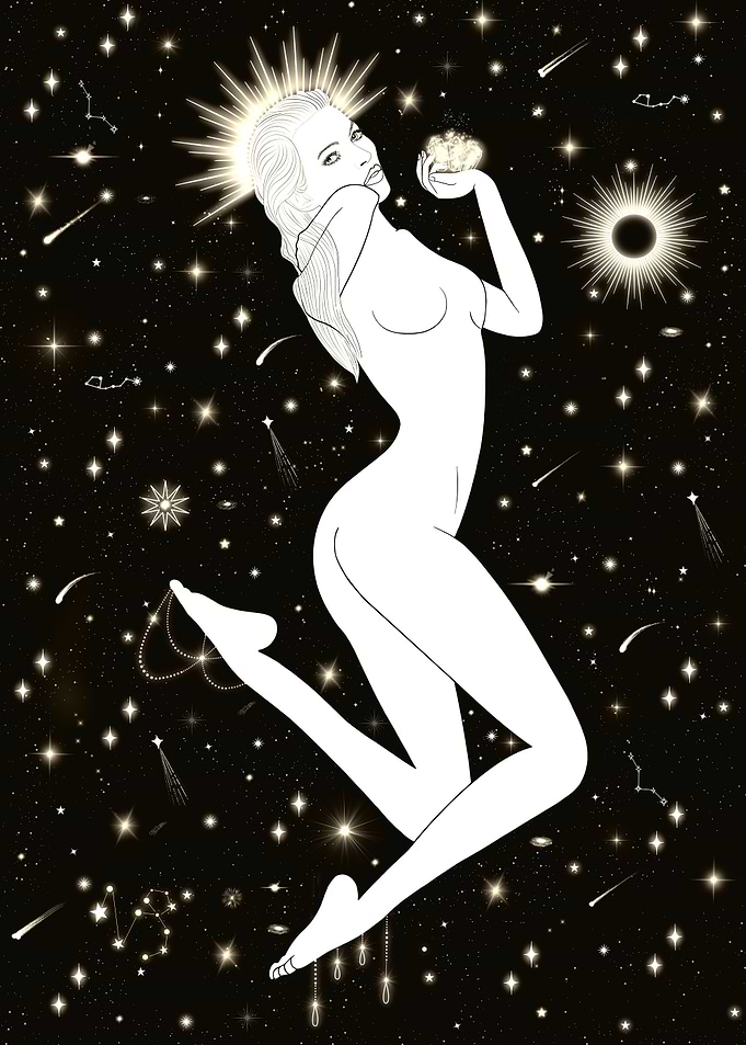 Celestial Woman in Starry Night