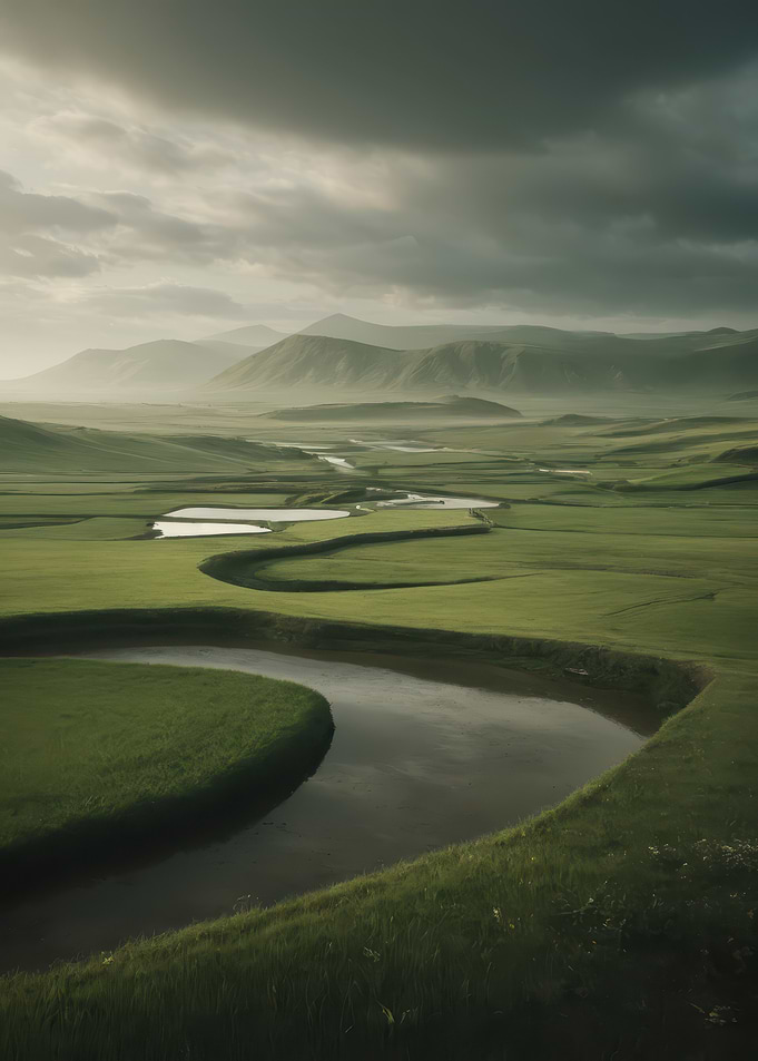 Meandering River Through Lush Green Valley — Cinematic Mountain Landscape