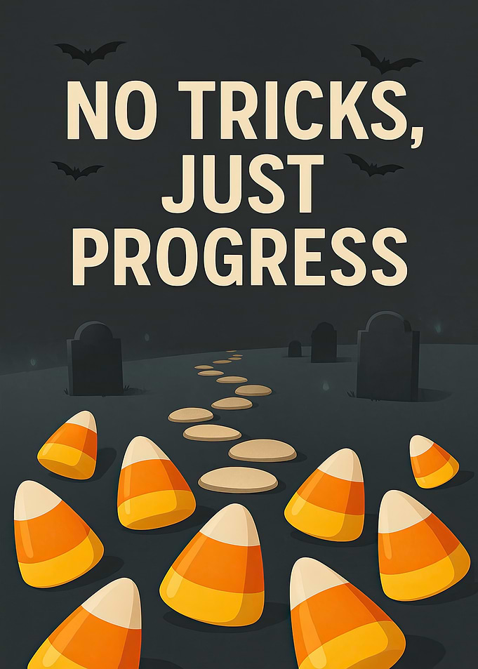 No Tricks Just Progress Halloween Motivation