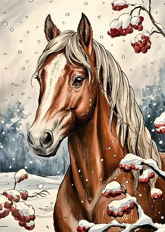 Horse in Winter Landscape