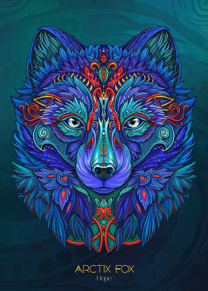 Colorful Ornate Fox Portrait