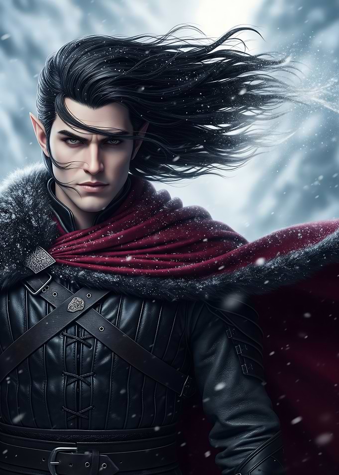 Elf Warrior in Snowy Landscape