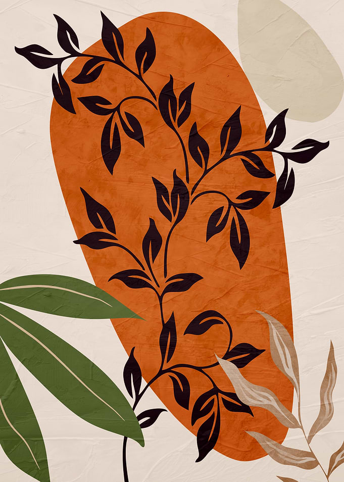 Abstract Botanical Art with Geometric Shapes