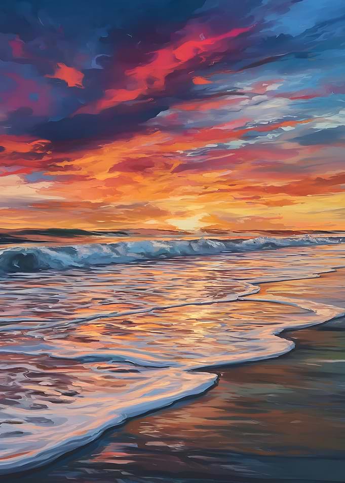 Ocean by Sunset Painting