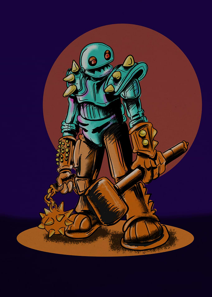 Spiked Robot Warrior with Mace