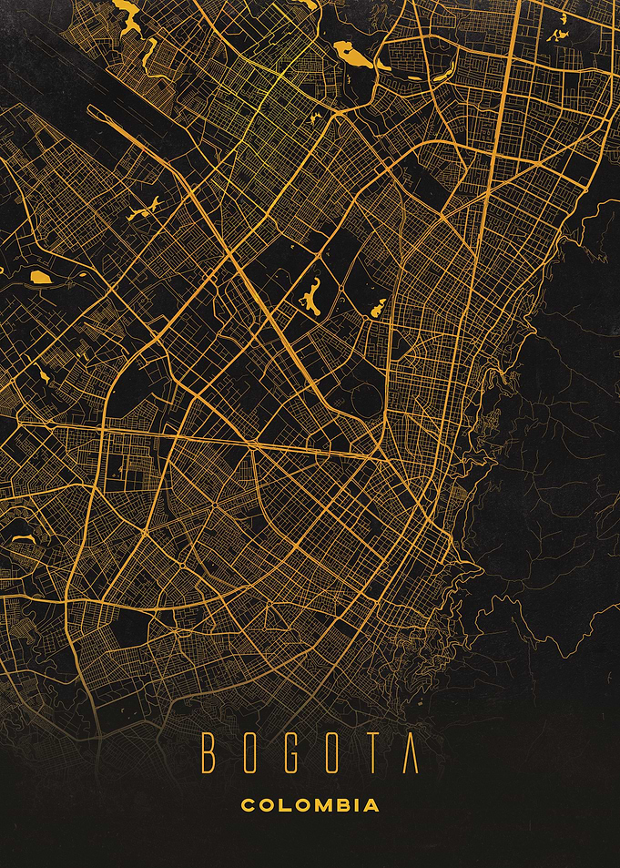 Bogota, Colombia City Map Artwork - Modern Minimalist Street Map of Bogota's Iconic Urban Landscape