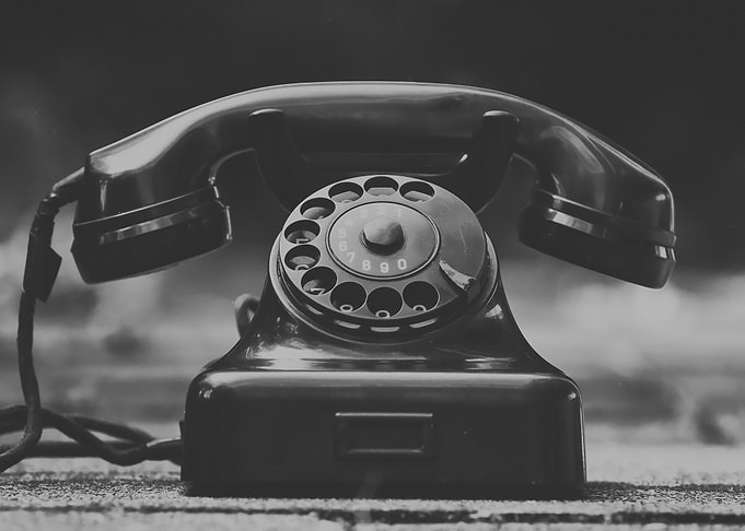 Vintage Rotary Phone in Black and White