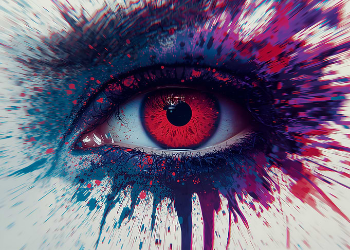 Red Eye with Splatter Effect